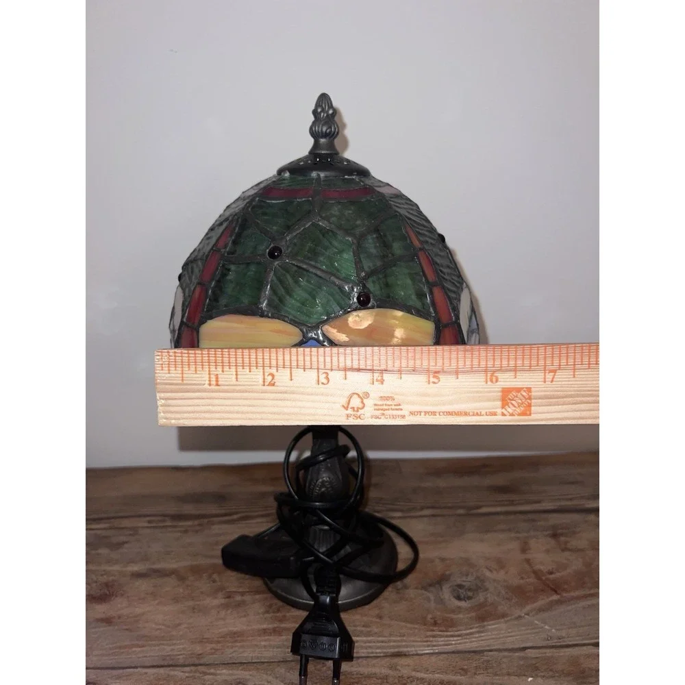 Small Stained Glass Desk Lamp Vintage Bedside Table Cottagecore